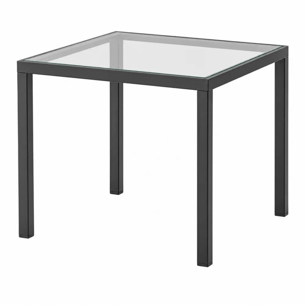 Table carrée en verre et métal noir 80 cm
