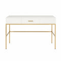 Bureau en bois blanc avec structure en métal doré 120cm