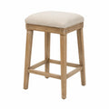 Tabouret de bar en bois avec siège en lin beige 65cm