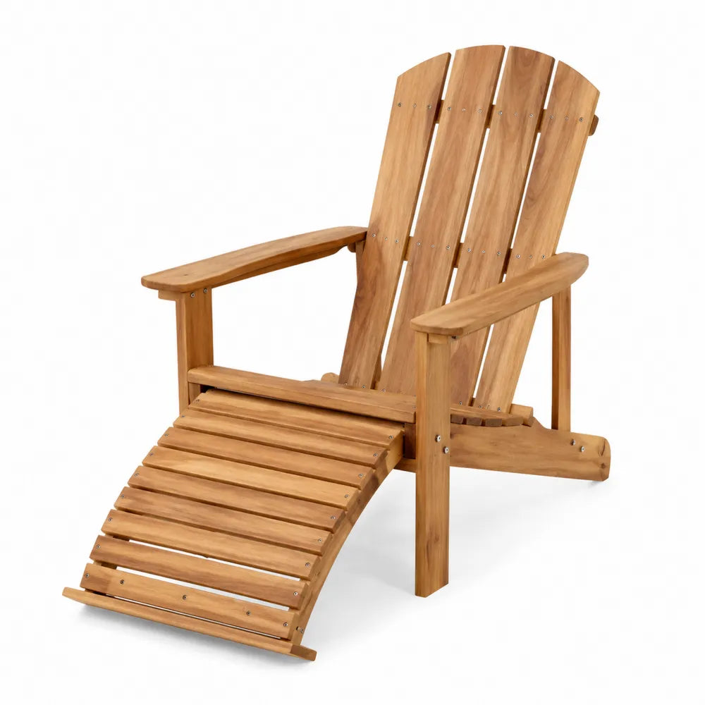 Chaise Adirondack en teck avec repose-pieds intégré