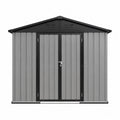 Abri de jardin en métal galvanisé 213x127x185 cm gris et noir