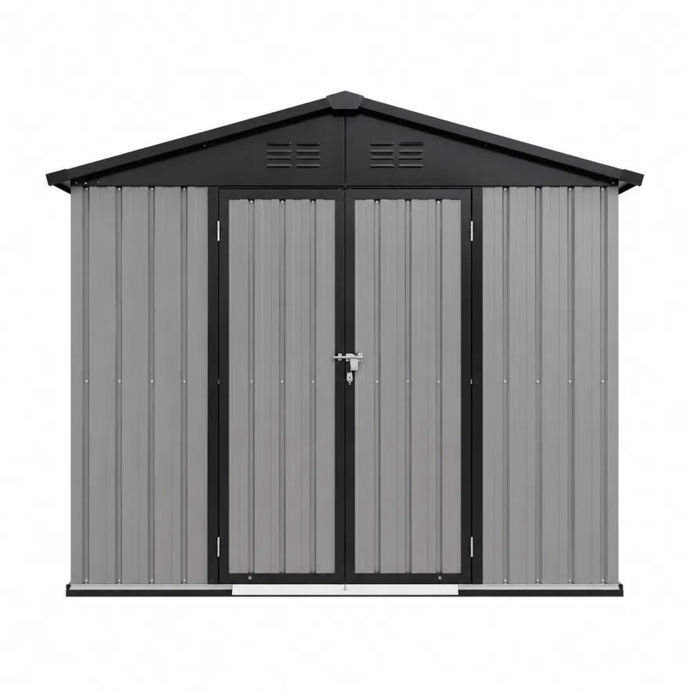 Abri de jardin en métal galvanisé 213x127x185 cm gris et noir