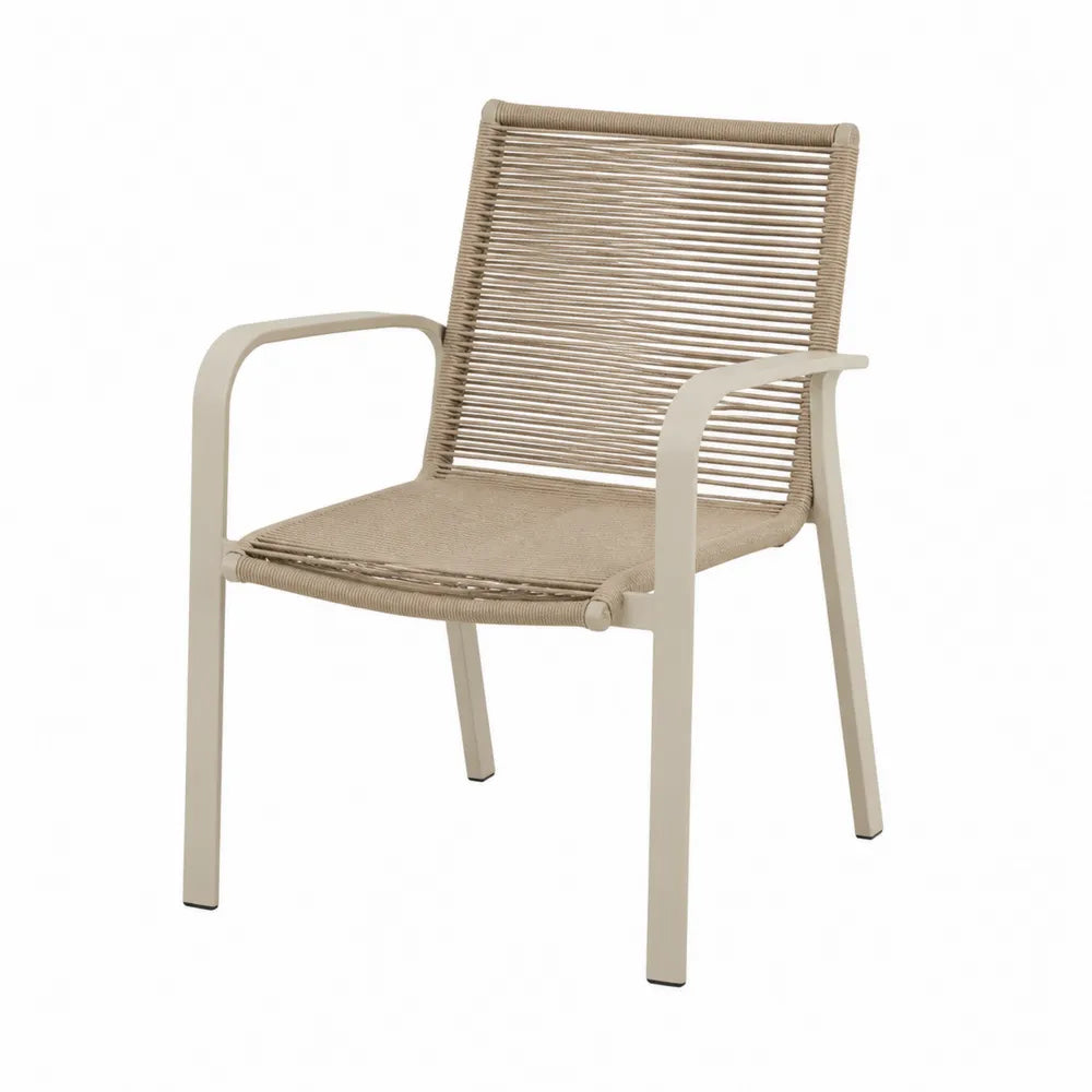 Chaise d'extérieur en aluminium et corde polyester beige