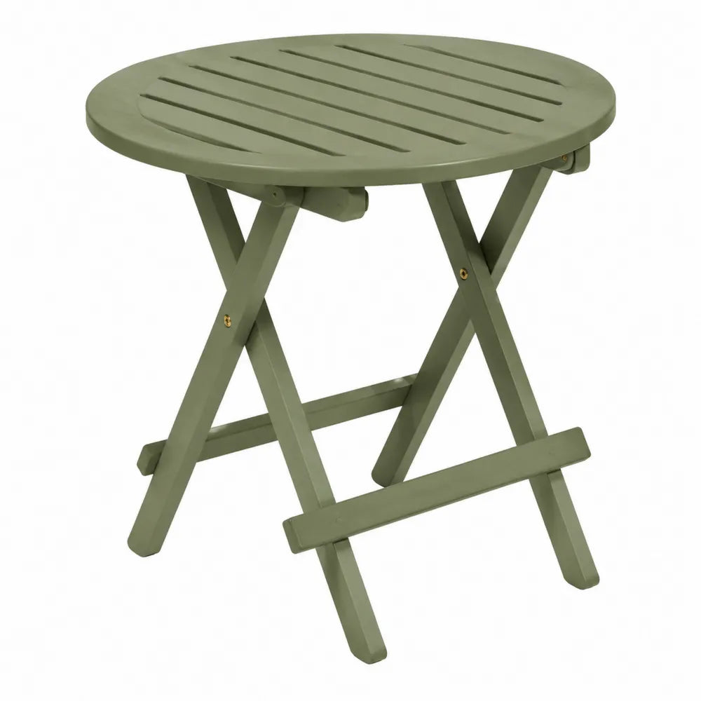 Table pliante ronde en bois d'acacia vert olive 50 cm
