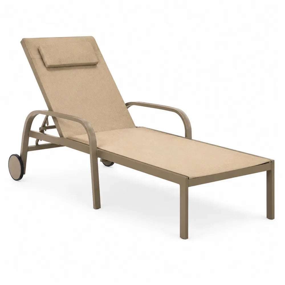 Chaise longue extérieure aluminium et textilène beige