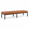 Banc rectangulaire en cuir synthétique brun avec structure en acier noir 160cm
