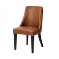 Chaise en cuir synthétique marron avec pieds en bois