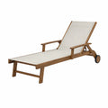 Chaise longue en bois d'acacia avec toile en polyester réglable