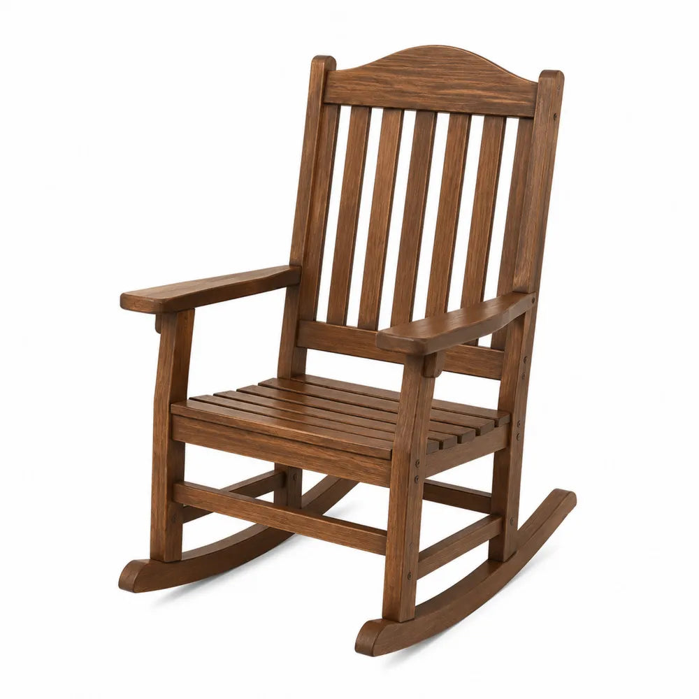 Chaise à bascule en bois d'acacia brun