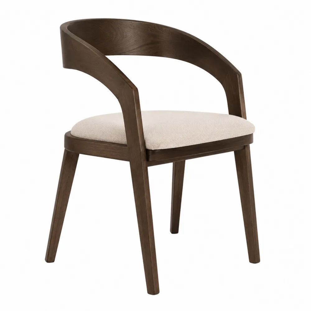 Chaise en bois avec assise en tissu beige