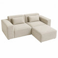 Canapé modulaire en tissu avec méridienne beige 250x150x80 cm