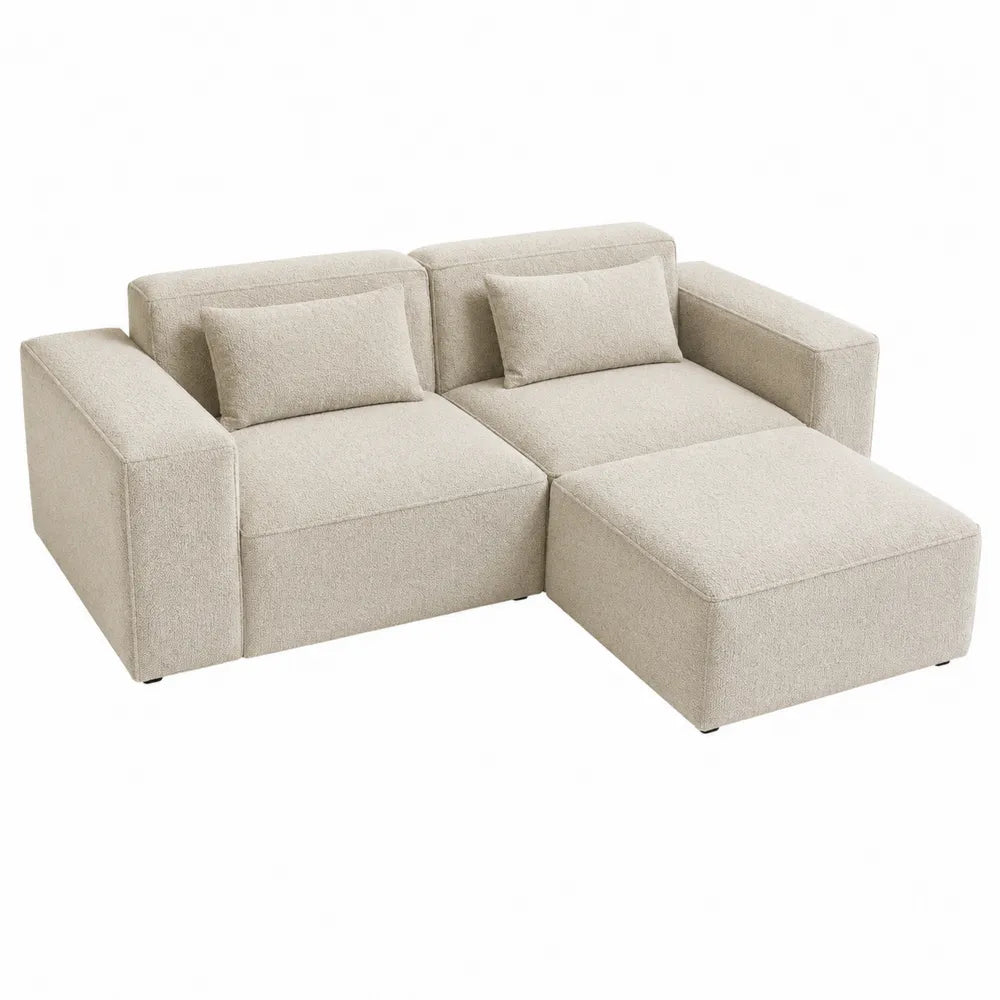 Canapé modulaire en tissu avec méridienne beige 250x150x80 cm