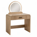 Coiffeuse en bois avec miroir rond éclairé 90 cm