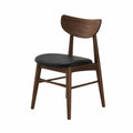 Chaise en bois noyer et simili cuir noir