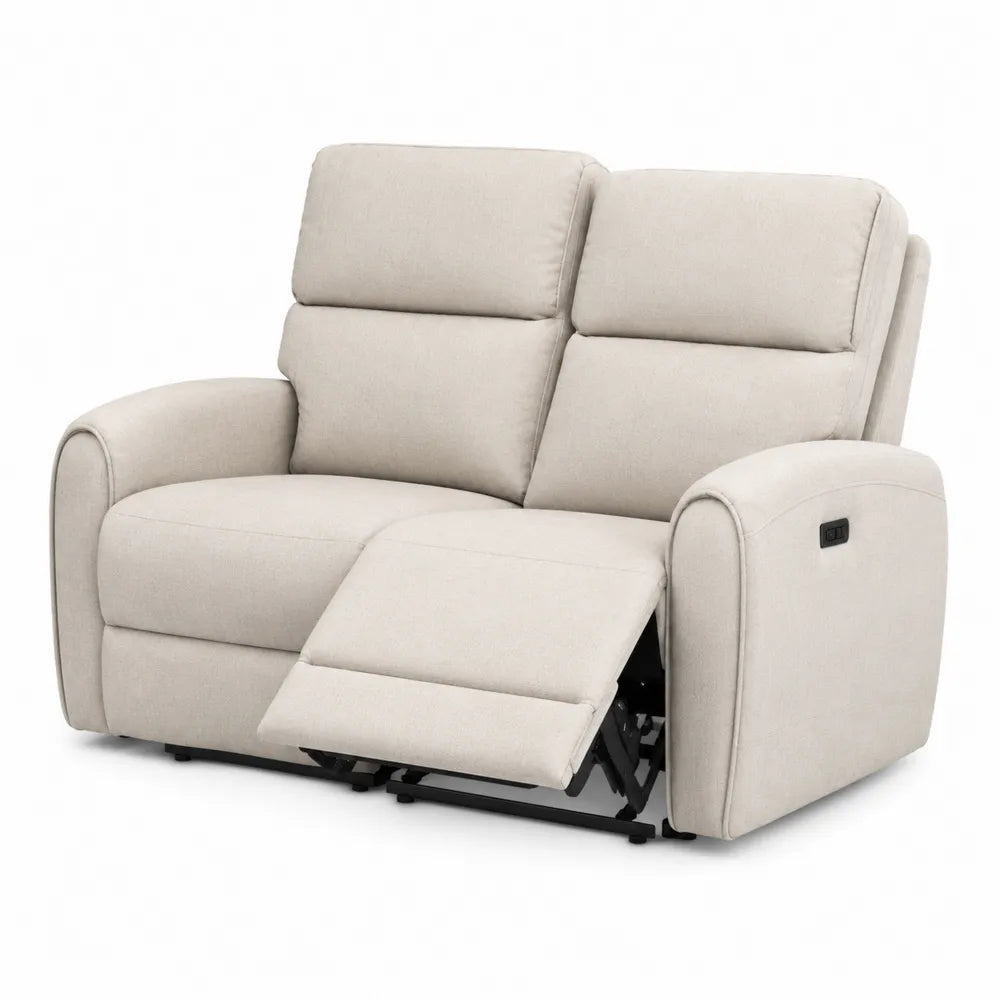 Canapé deux places inclinable en tissu beige 140 cm