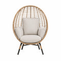Fauteuil rond en rotin et aluminium avec coussins gris