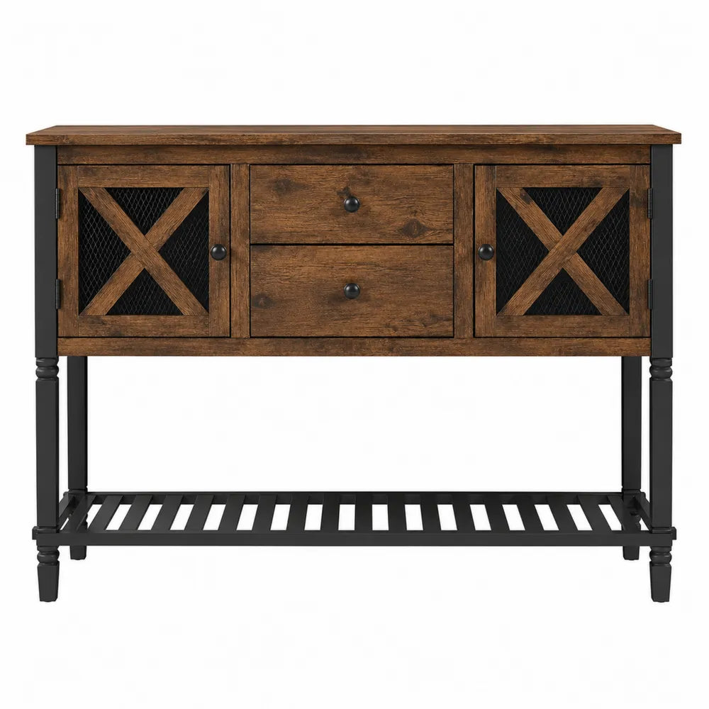 Console en bois et métal avec tiroirs 120x40x80 cm
