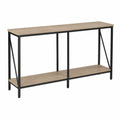 Console en bois MDF et métal noir avec étagère 120x30x75 cm