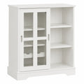 Buffet de cuisine en bois blanc avec portes vitrées coulissantes