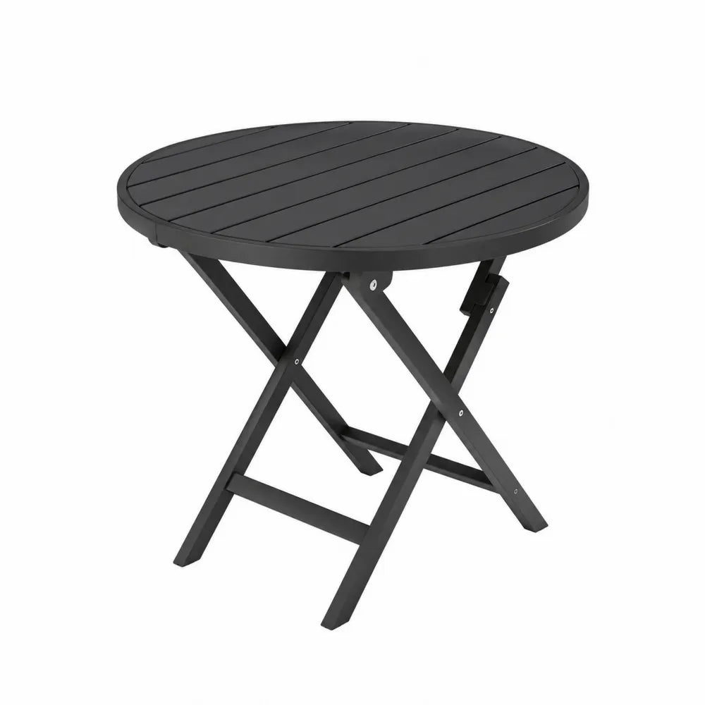 Table pliante ronde en aluminium noir 70cm