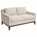 Canapé deux places en bois massif et tissu polyester beige 150x90x85 cm