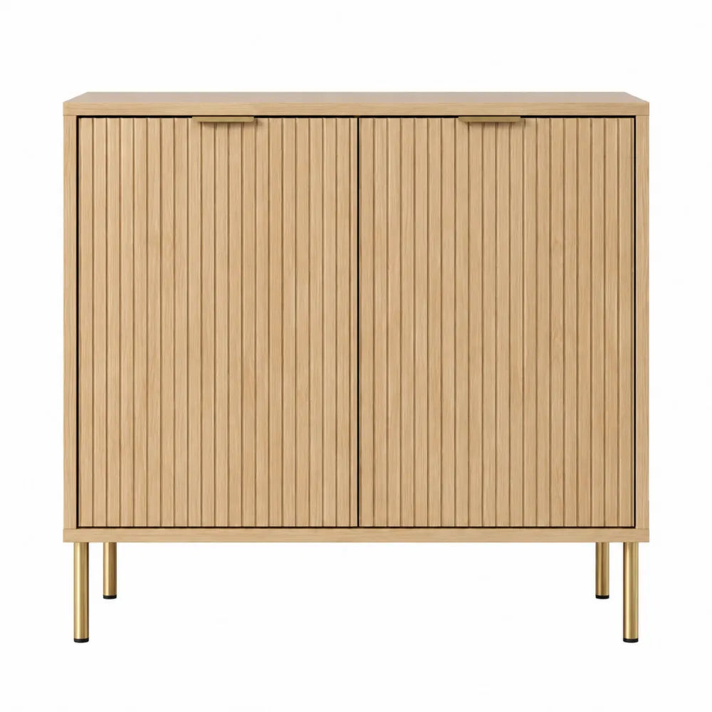Armoire en bois de chêne clair avec pieds en métal 100x40x90 cm