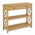 Console en bois avec étagères croisées et tiroir 100x30x80 cm