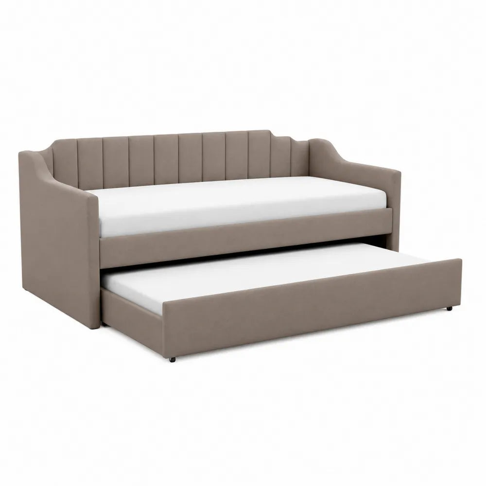 Lit de jour avec tiroir en polyester beige
