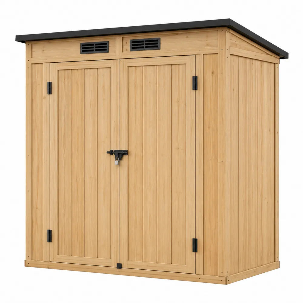 Abri de Jardin en Bois de Pin avec Double Porte et Ventilation