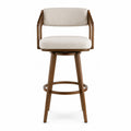 Chaise de bar pivotante en bois et tissu polyester beige