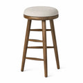 Tabouret de bar en bois avec assise en tissu polyester beige