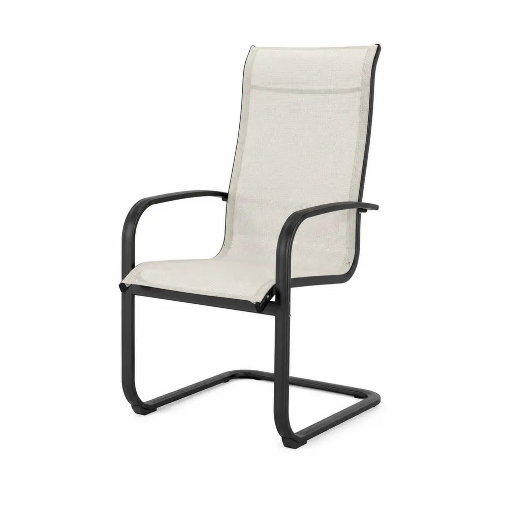 Chaise d'extérieur en acier et textile polyester beige, 55 cm x 61 cm x 92 cm, charge 120 kg