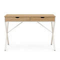 Bureau en bois et métal avec tiroirs chêne clair et blanc