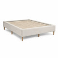 Cadre de lit en bois et tissu beige 160x200 cm