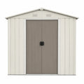 Abri de jardin en métal crème/gris avec double porte 213x191x132 cm
