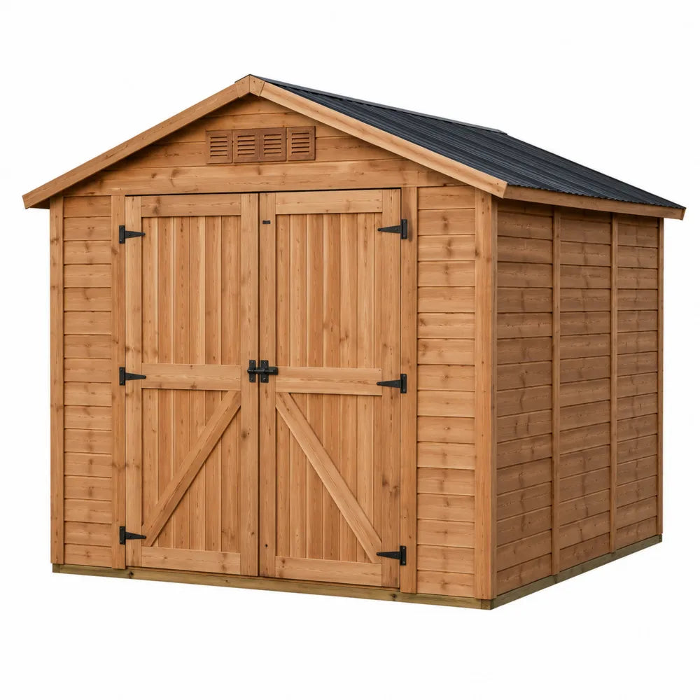 Abri de jardin en pin avec toit en métal ondulé 300x200x215 cm