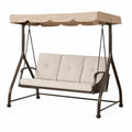 Balancelle d'extérieur 3 places en acier et polyester beige