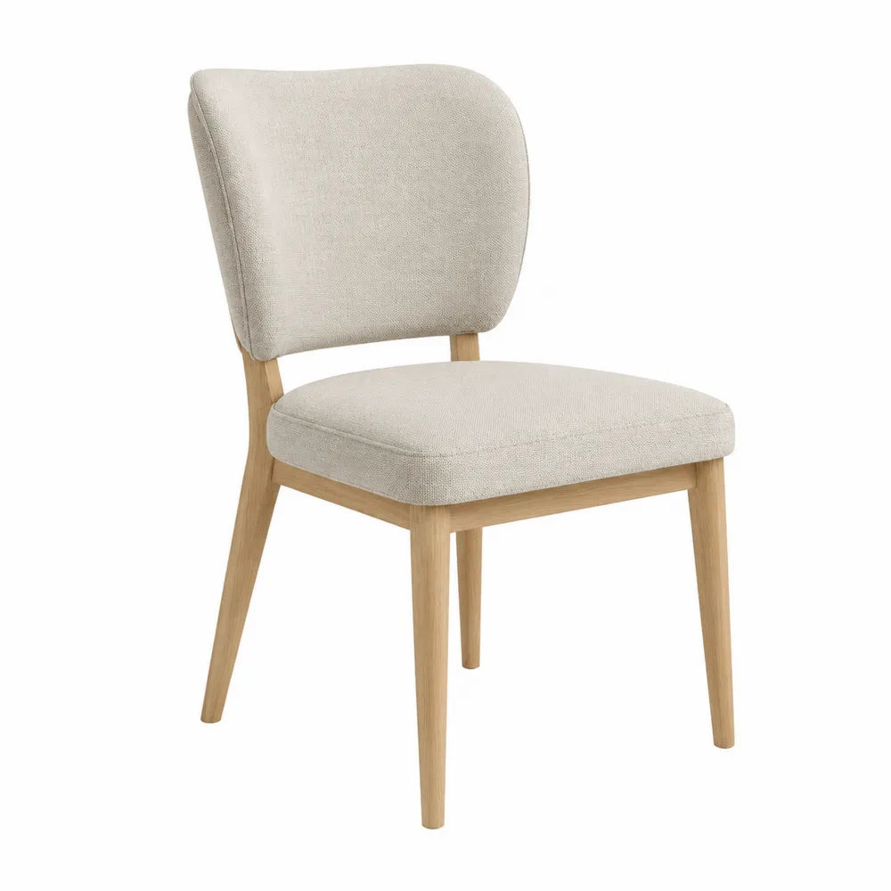 Chaise en bois et tissu beige