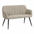 Banc en tissu polyester beige avec pieds en métal noir