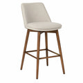 Tabouret de bar en bois avec siège en tissu beige