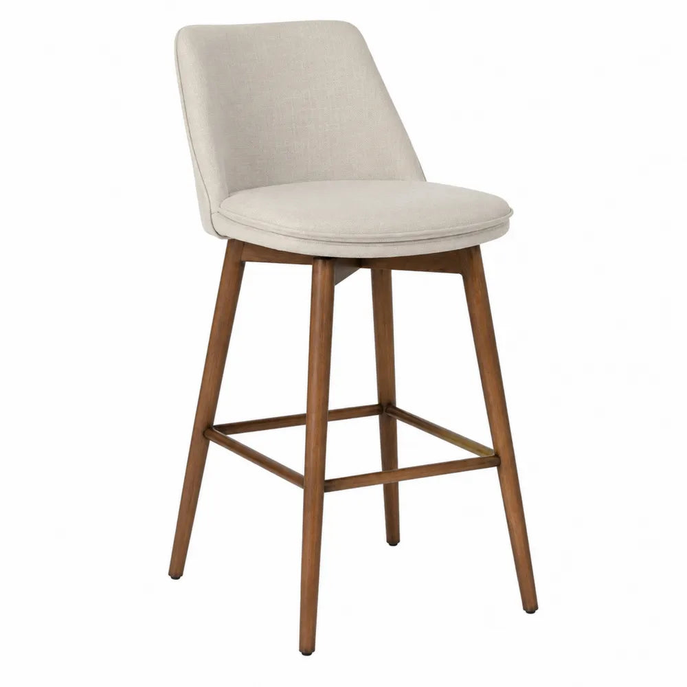 Tabouret de bar en bois avec siège en tissu beige
