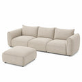 Canapé modulaire en tissu beige avec pouf