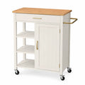 Chariot de Cuisine en Bois Blanc avec Plateau en Bambou