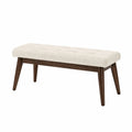 Banc en bois et polyester beige pieds en bois massif