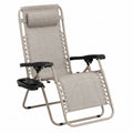 Chaise longue d'extérieur pliable en acier et textile beige