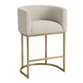 Chaise de bar en tissu polyester beige et métal doré