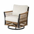 Fauteuil pivotant extérieur en aluminium et rotin synthétique beige