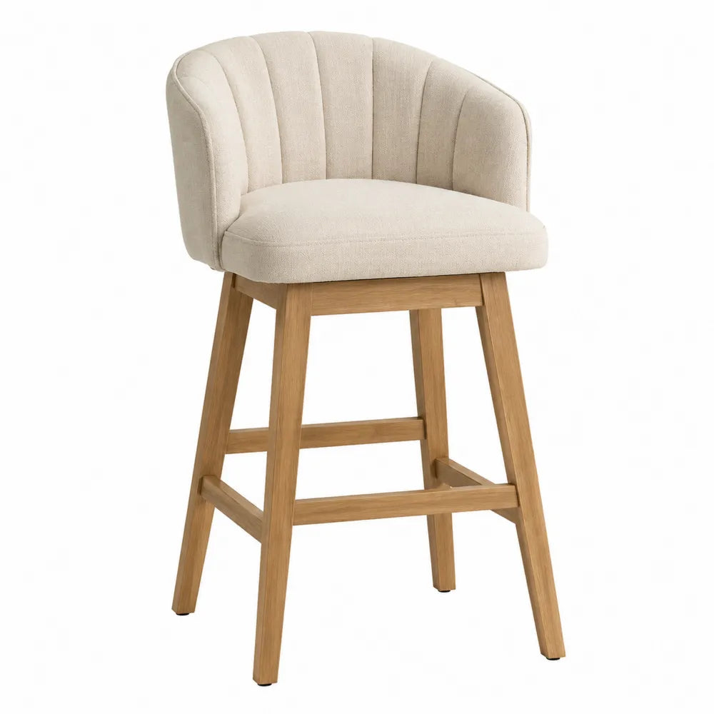 Tabouret de bar en bois et tissu beige 104 cm