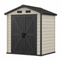 Abri de jardin en plastique avec double porte beige et noir