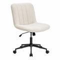 Chaise de bureau en tissu polyester beige pivotante réglable